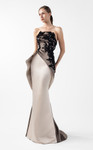 MNM Couture G2045 Rich Crepe Metallic Taffeta Strapless Gown