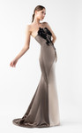 MNM Couture G2045 Rich Crepe Metallic Taffeta Strapless Gown