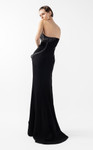 MNM Couture G2048 Asymmetrical Anthracite Lam Strapless Gown