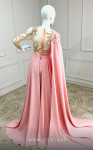 MNM Couture K4143 Rayon Crepe Mesh One Long Sleeve Gown