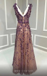 MNM Couture K4222 Floral Illusion V-Neck Strap Sleeve Gown