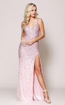 Amelia Couture 793 Embellished Straps Sheer V-neck Dress