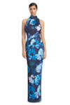 Alexander by Daymor 3201 Printed Satin Back-Tie Halter Gown
