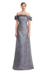 Alexander by Daymor 3216 Brocade 3D Flower Off Shoulder Gown