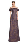 Alexander by Daymor 3216 Brocade 3D Flower Off Shoulder Gown