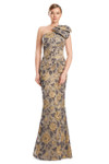 Alexander by Daymor 3233 Brocade One Shoulder Bow Long Gown
