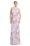 Alexander by Daymor 3268 Printed Chiffon Tiered Halter Gown