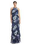 Alexander by Daymor 3268 Printed Chiffon Tiered Halter Gown