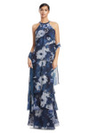 Alexander by Daymor 3268 Printed Chiffon Tiered Halter Gown