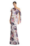 Alexander by Daymor 3274 Printed Satin Asymmetrical Gown