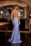 Nox Anabel D1760 Shiny Satin Sequined Plunging V-neck Dress