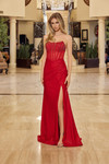 Nox Anabel A1739 Stretch Satin Beaded Neck Strapless Dress