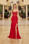 Nox Anabel A1739 Stretch Satin Beaded Neck Strapless Dress