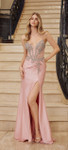 Nox Anabel A1740 Stretch Satin Deep V-neck Sleeveless Dress