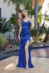 Nox Anabel A1742 Stretch Satin Draped Neck Sleeveless Dress