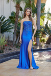 Nox Anabel A1743 Stretch Satin Sequin Strapless Prom Dress