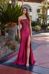 Nox Anabel A1743 Stretch Satin Sequin Strapless Prom Dress