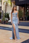Nox Anabel A1749 Stretch Satin Sequin Illusion Bodice Dress
