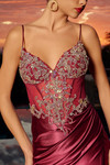 Nox Anabel A1750 Stretch Satin Rhinestone Embellished Dress