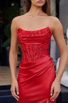 Nox Anabel A1753 Stretch Satin Scoop Neck Strapless Dress