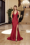 Nox Anabel C1723 Stretch Satin Halter Neckline Fitted Dress