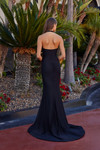Nox Anabel C1723 Stretch Satin Halter Neckline Fitted Dress