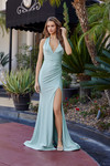 Nox Anabel C1723 Stretch Satin Halter Neckline Fitted Dress