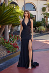 Nox Anabel C1723 Stretch Satin Halter Neckline Fitted Dress