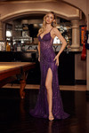 Nox Anabel C1836 Beaded Tulle Peaked Neck Sleeveless Gown