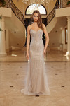 Nox Anabel C1844 Beaded Tulle Peaked Neck Strapless Gown