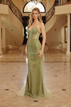 Nox Anabel C1844 Beaded Tulle Peaked Neck Strapless Gown