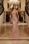 Nox Anabel C1849 Tulle Beaded Spaghetti Straps Fitted Gown