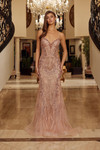 Nox Anabel C1849 Tulle Beaded Spaghetti Straps Fitted Gown