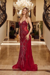 Nox Anabel C1849 Tulle Beaded Spaghetti Straps Fitted Gown