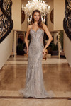 Nox Anabel C1849 Tulle Beaded Spaghetti Straps Fitted Gown