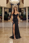 Nox Anabel C1850 Fully Beaded Off Shoulder Fringe Prom Gown
