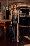 Nox Anabel C1852 Stretch Satin Rhinestone Embellished Dress