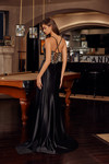 Nox Anabel C1852 Stretch Satin Rhinestone Embellished Dress