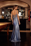 Nox Anabel D1766 Shiny Satin Plunging V-neck Sleeveless Gown