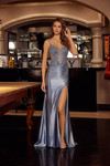 Nox Anabel D1766 Shiny Satin Plunging V-neck Sleeveless Gown