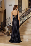 Nox Anabel D1766 Shiny Satin Plunging V-neck Sleeveless Gown