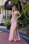 Nox Anabel D1766 Shiny Satin Plunging V-neck Sleeveless Gown