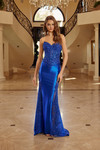 Nox Anabel E1894 Glitter Satin Sheer Boned Strapless Gown