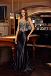 Nox Anabel E1901 Satin Sequin Embellished Strapless Gown