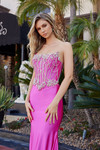 Nox Anabel E1901 Satin Sequin Embellished Strapless Gown