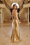 Nox Anabel E1903 Shiny Sequin V-neck Spaghetti Straps Gown