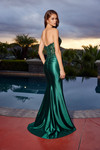 Nox Anabel E1907 Shiny Satin Beaded V-neck Strapless Gown