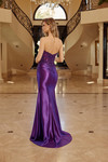 Nox Anabel E1907 Shiny Satin Beaded V-neck Strapless Gown