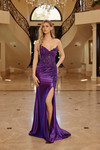 Nox Anabel E1907 Shiny Satin Beaded V-neck Strapless Gown