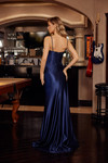Nox Anabel F1724 Shiny Satin Beaded V-neck Sleeveless Gown